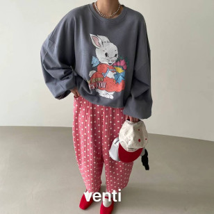 VT663 Venti 拼色兔子字母衛衣